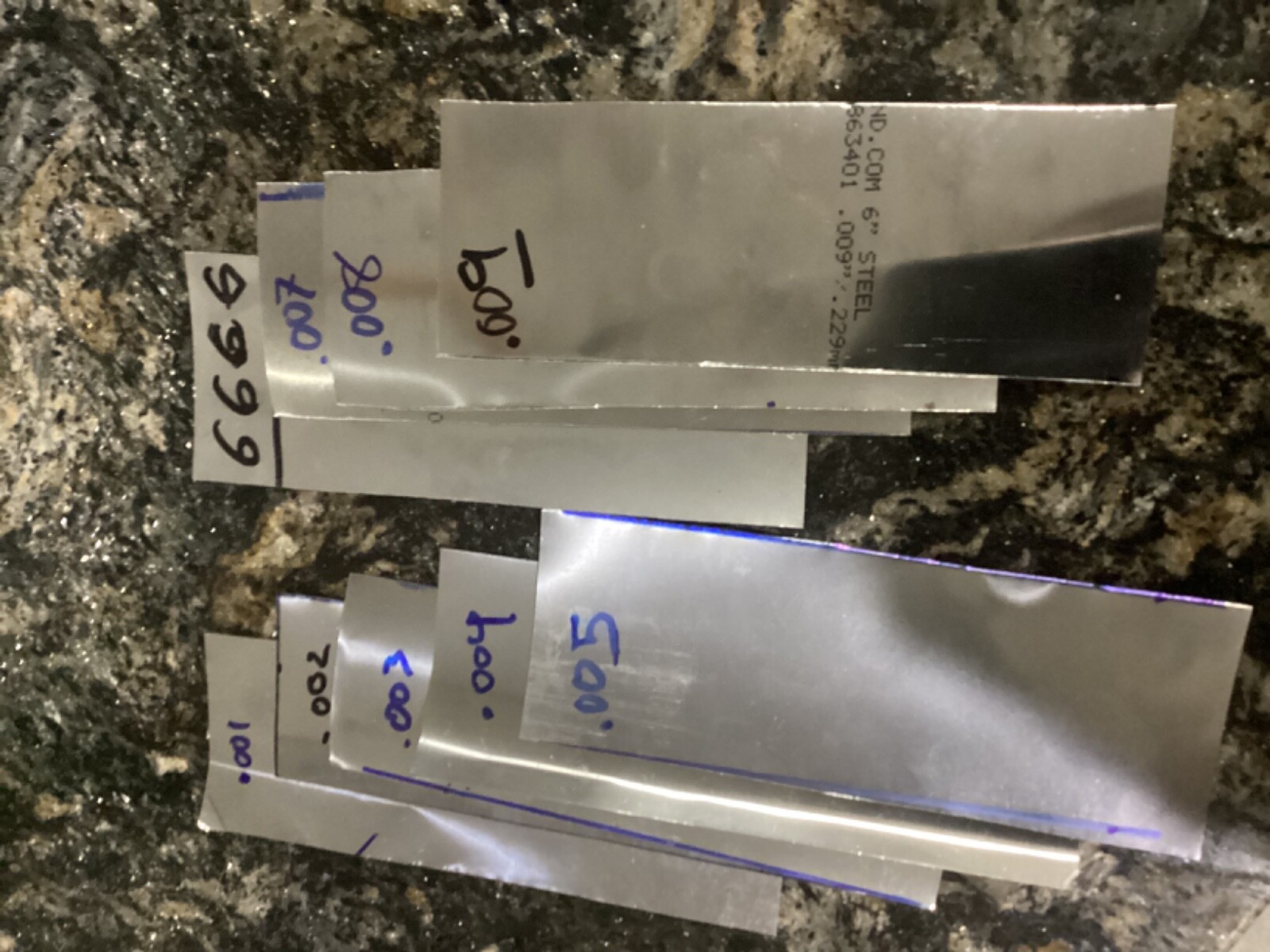 LARGE ASSORTMENT OF PRECISION BRAND STEEL SHIM (Gauge .001 through .009) 2×6”