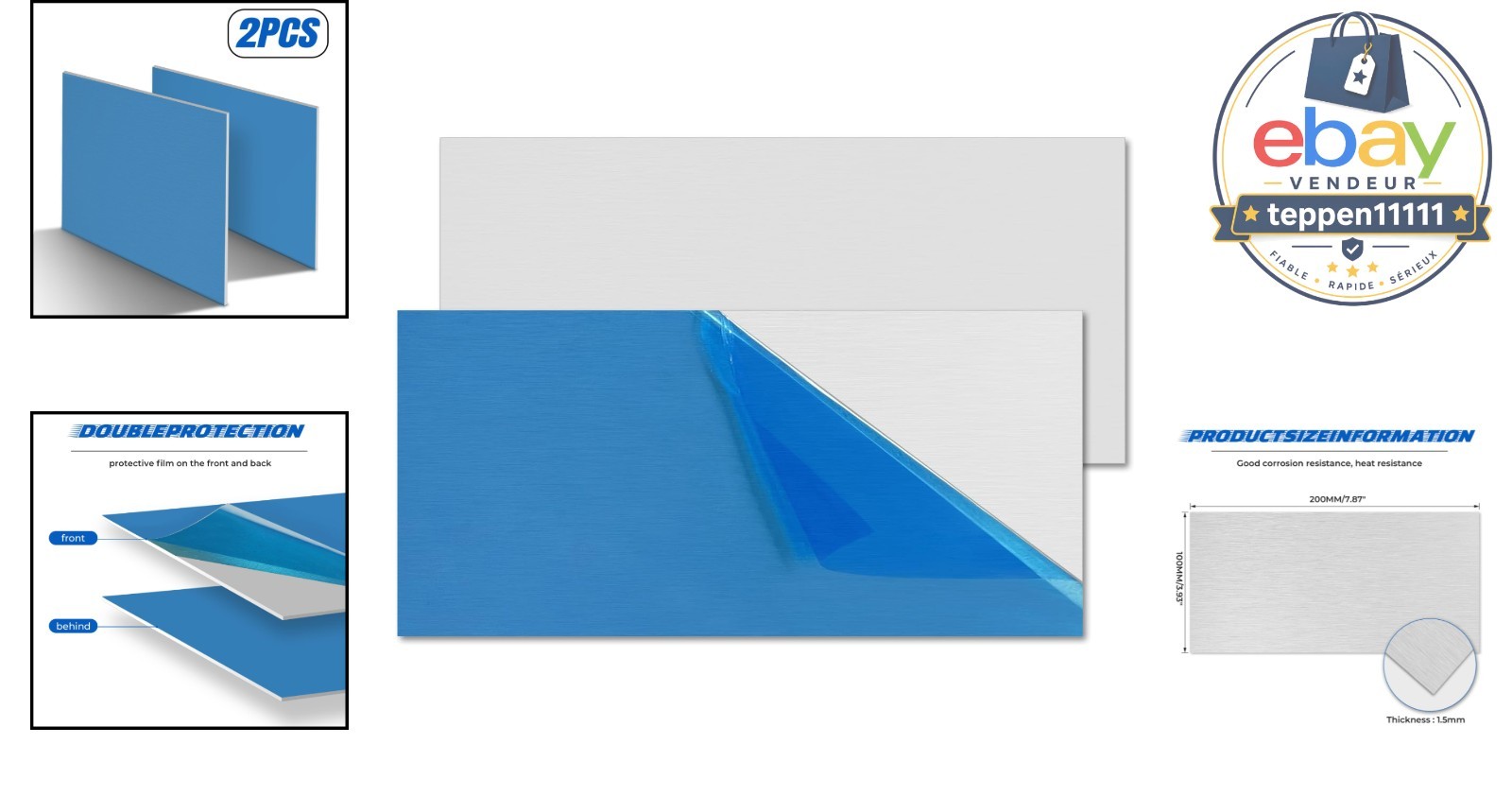 6061 Aluminum Sheet 4″ x 8″, 16 Gauge 1.5mm Metal Plate