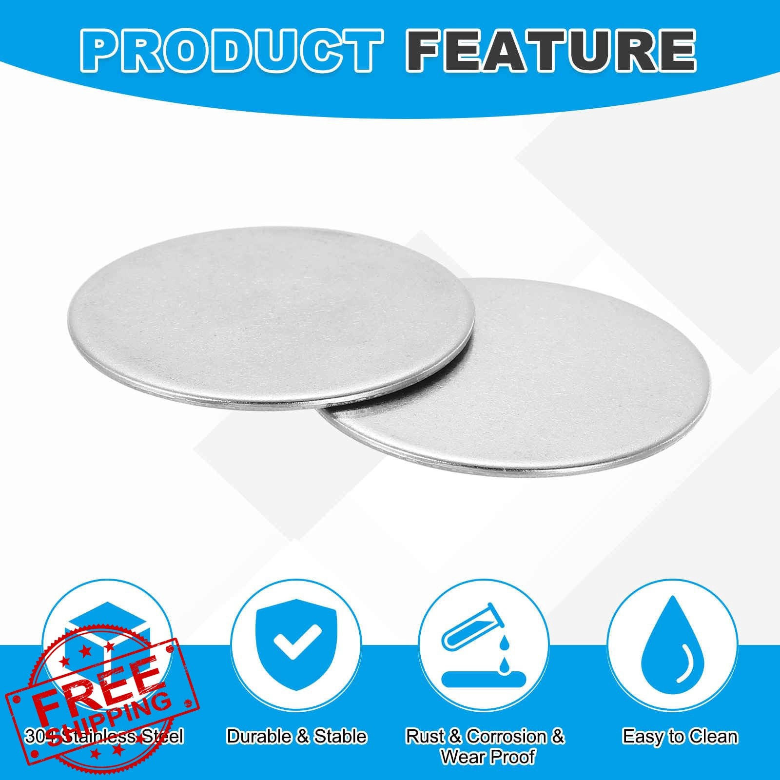 MECCANIXITY Stainless Steel Disc, 3/8″(10mm) Dia x 0.05″(1.2mm) Thick Round M…