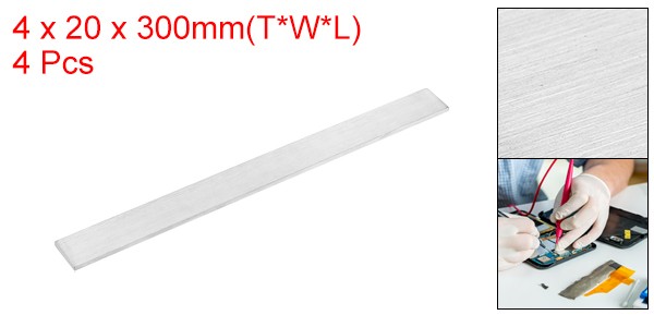 4Pcs 304 Stainless Steel Flat Bar, 5/32″ Thickness 25/32″ Width 12″ Length