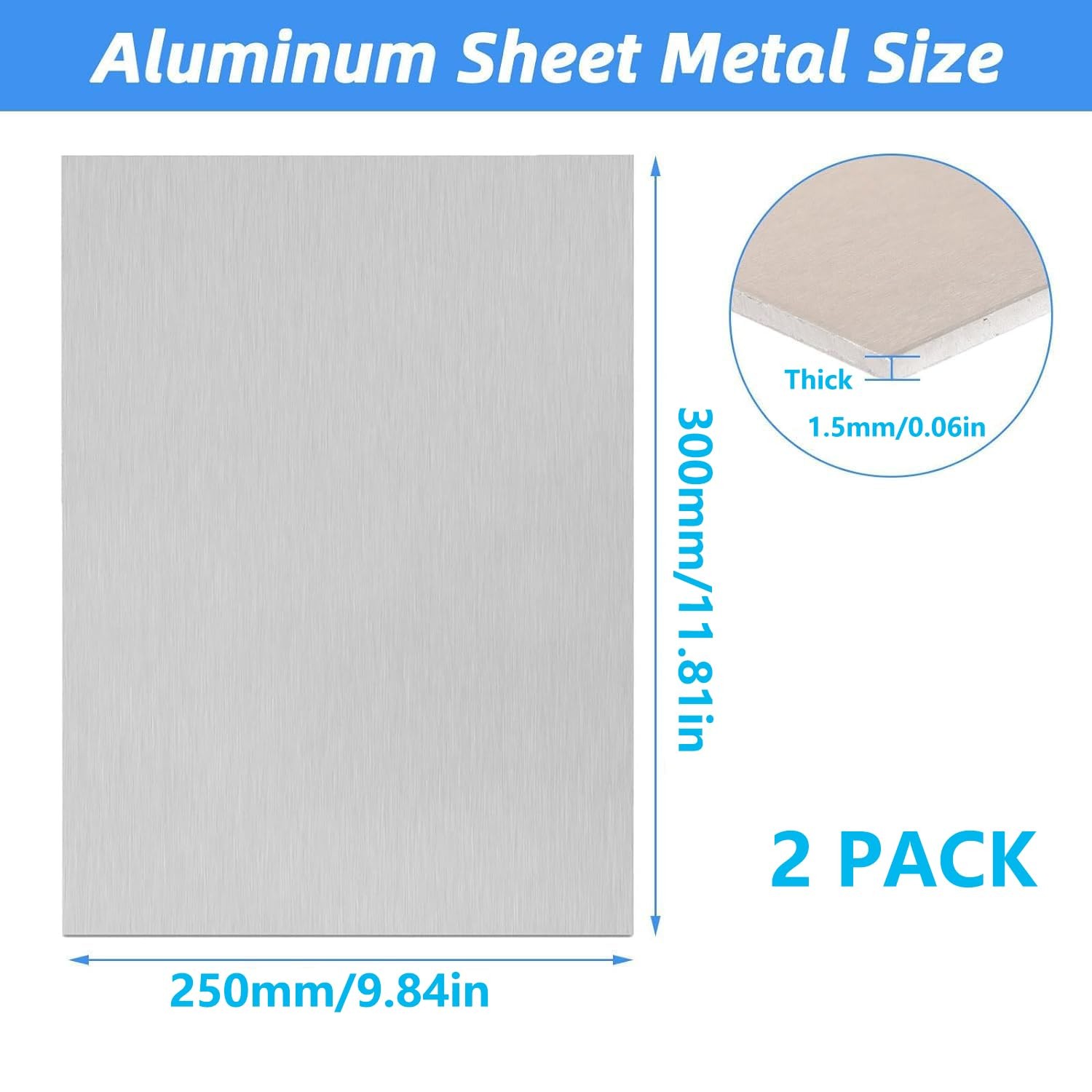Aluminum Sheet Metal 12x12x1/32″ Flat Plain Aluminum Plate with Protective Film