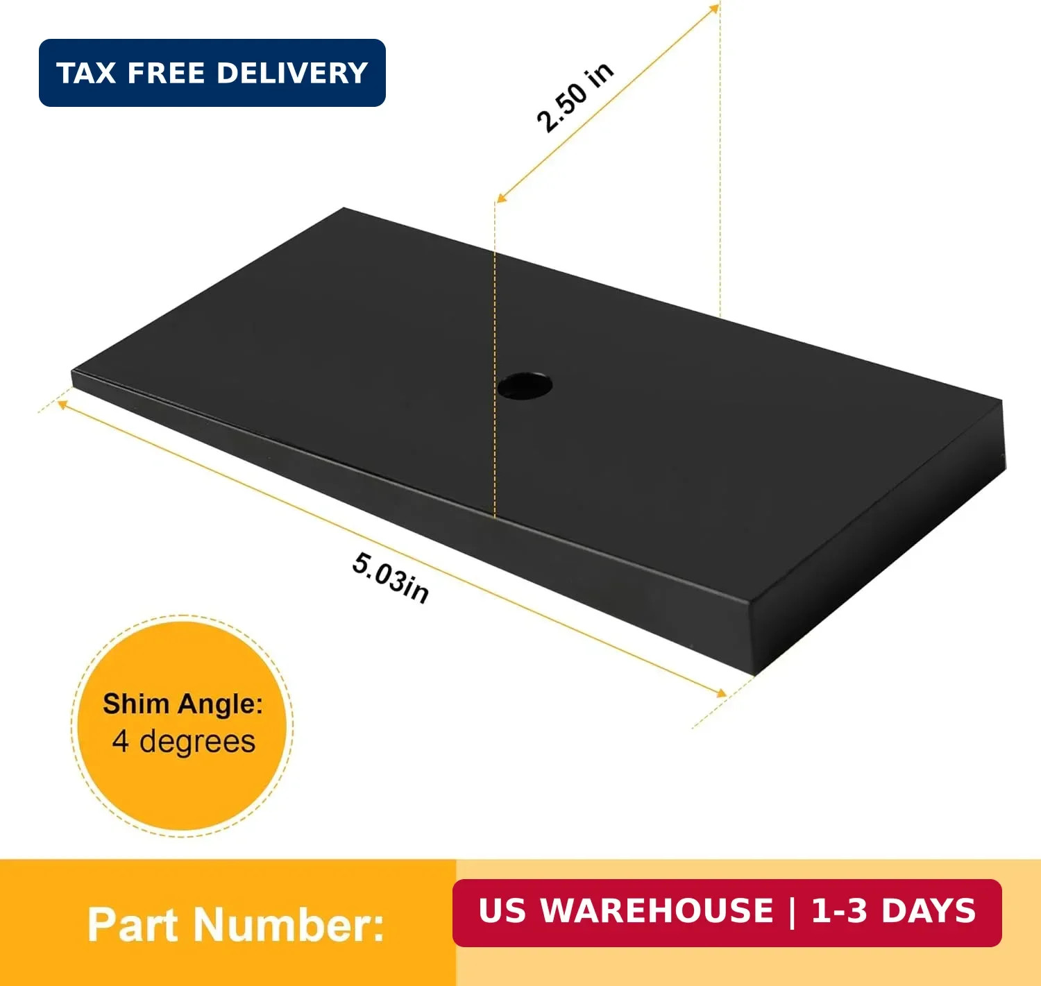 2.5″ Wide 4° Degree Steel Leaf Spring Shims 800061 2PCS (Black)