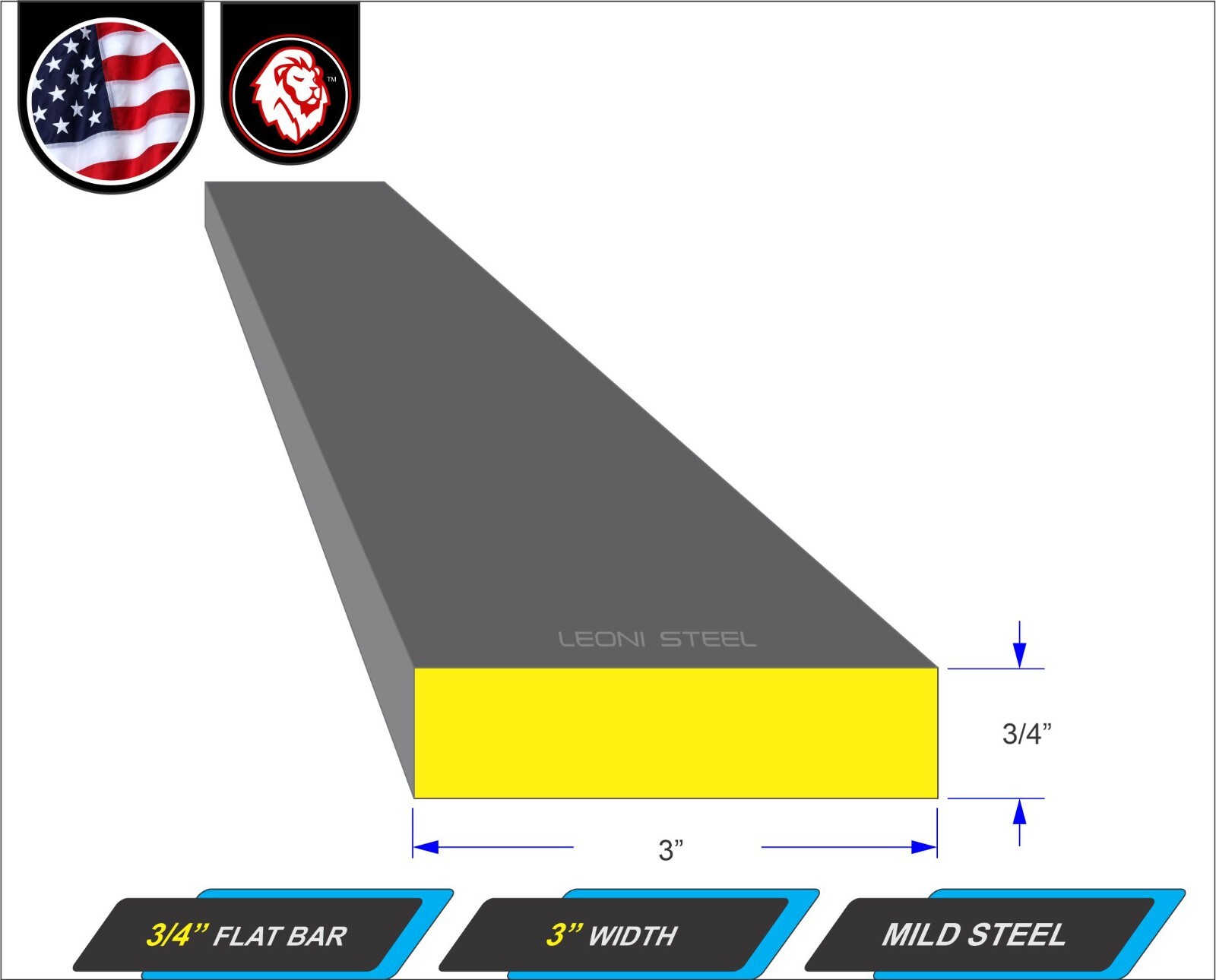 3/4″ x 3″ Metal Flat Bar – Mild Steel – Metal Stock – 12″ Long (1-ft)