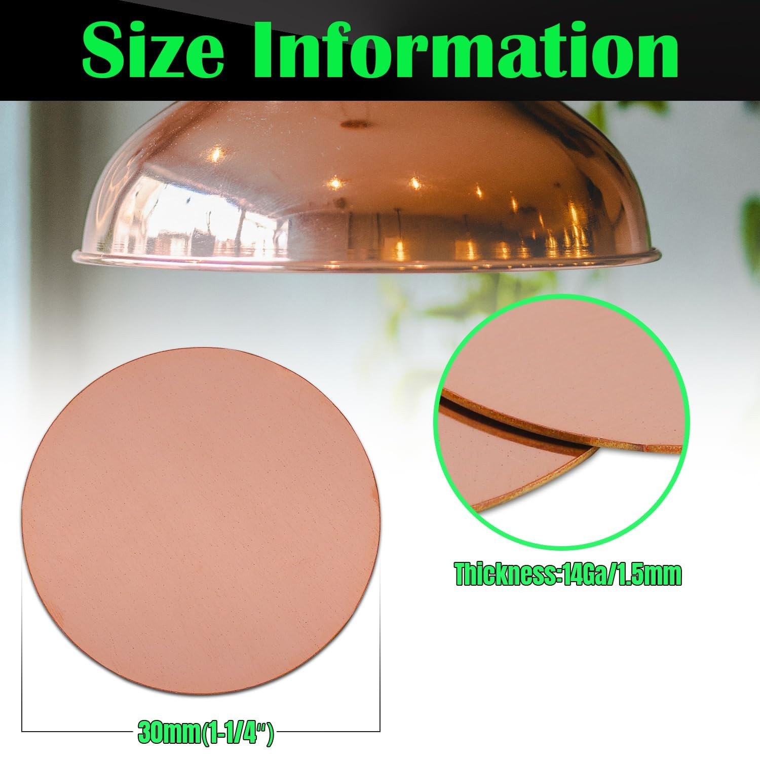 Uxney 1-3/16″ Copper Round Discs, 14 Gauge 1.5mm Dia:1-3/16″, reddish-brown