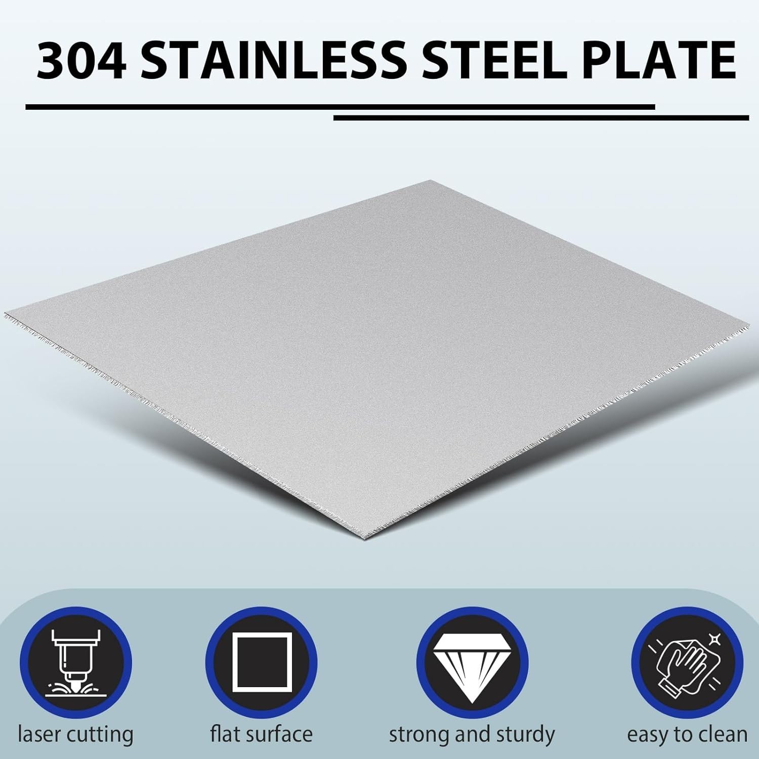 Durable 304 Stainless Steel Plate 1/8” x 8” x 10” for Various Applications