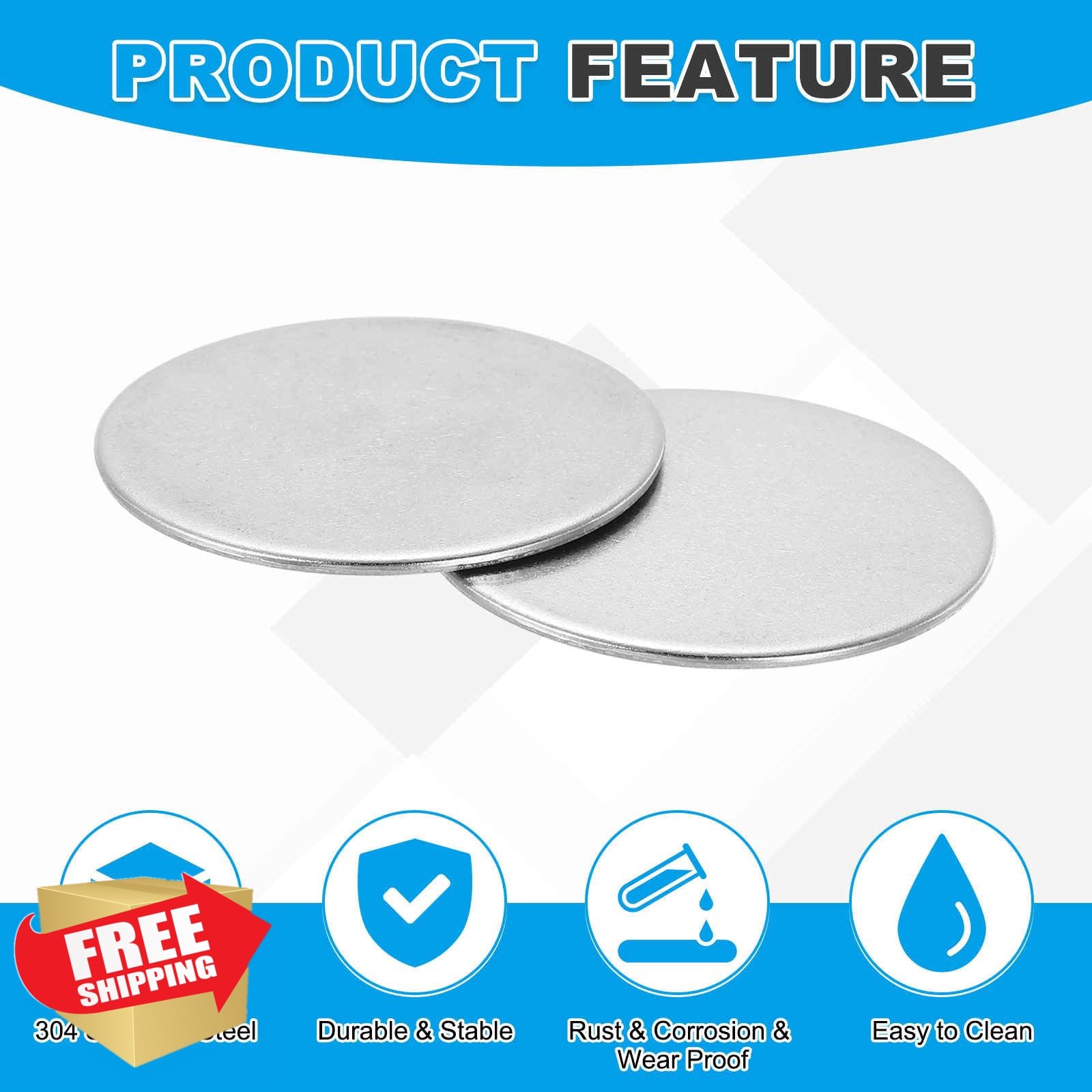 MECCANIXITY Stainless Steel Disc, 1-7/8″(48mm) Dia x 0.06″(1.5mm) Thick Round…