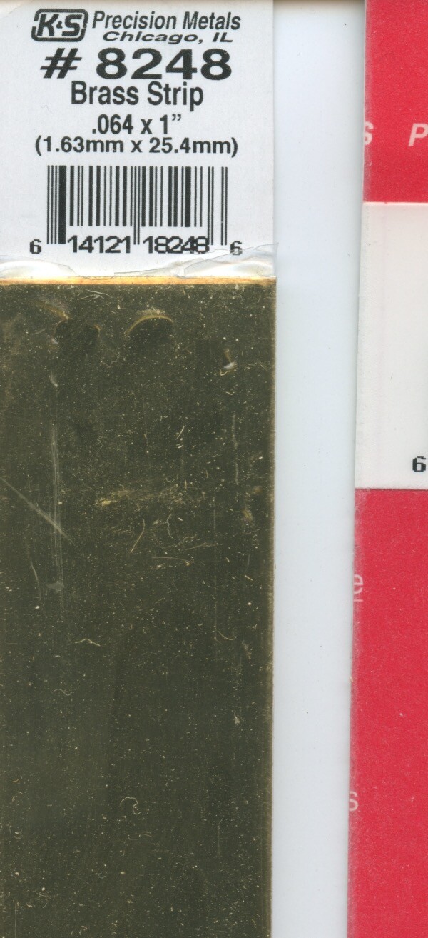 12 in BRASS STRIP 1×8/125 in (2.54×1.63mm) K&S Engineering #8248 NEW (1x.064 in)