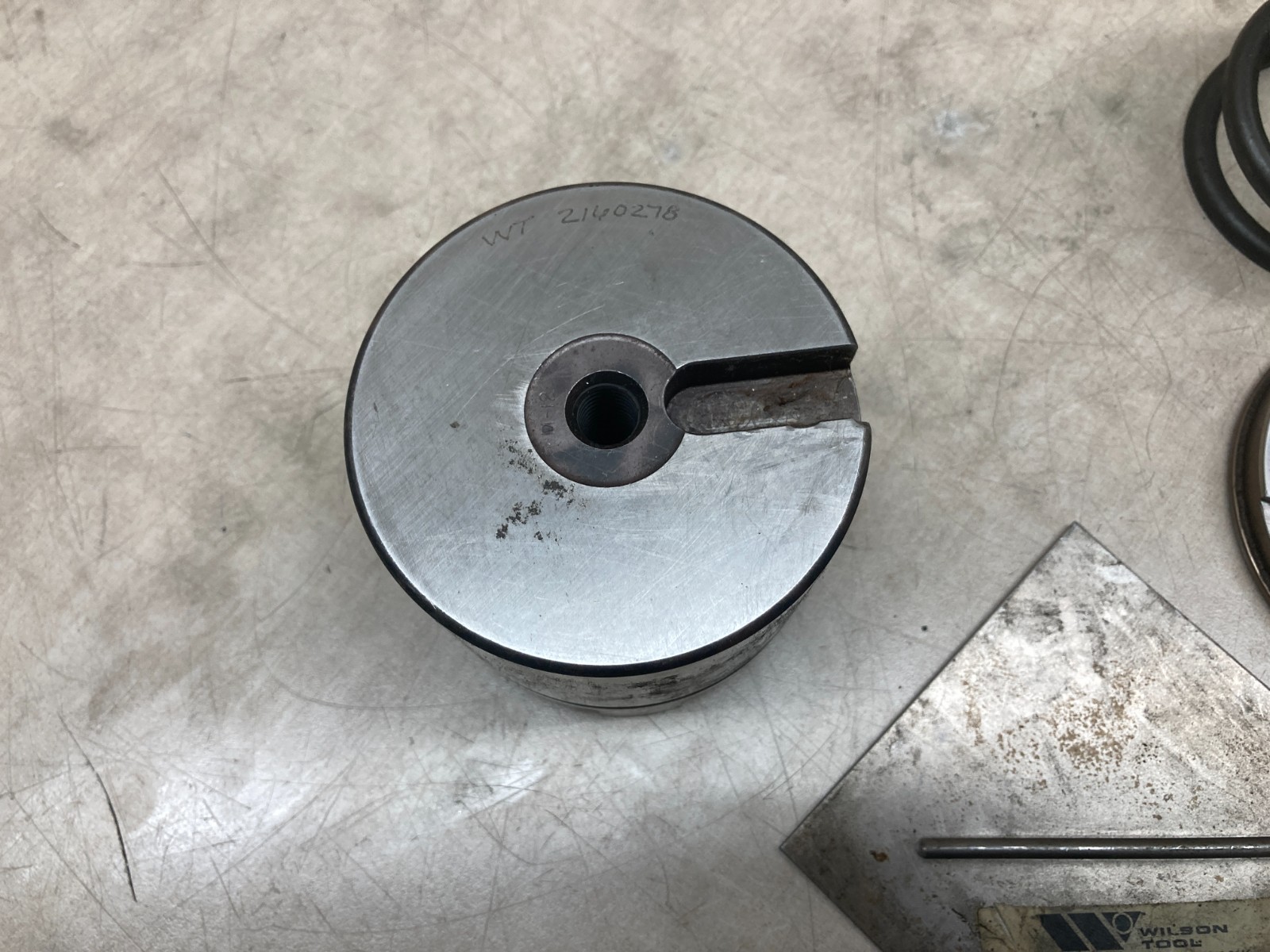 Wilson Tool 1.25 THK Emboss RD Make Die Base-Rework Punch & Die Cap W/ Sample