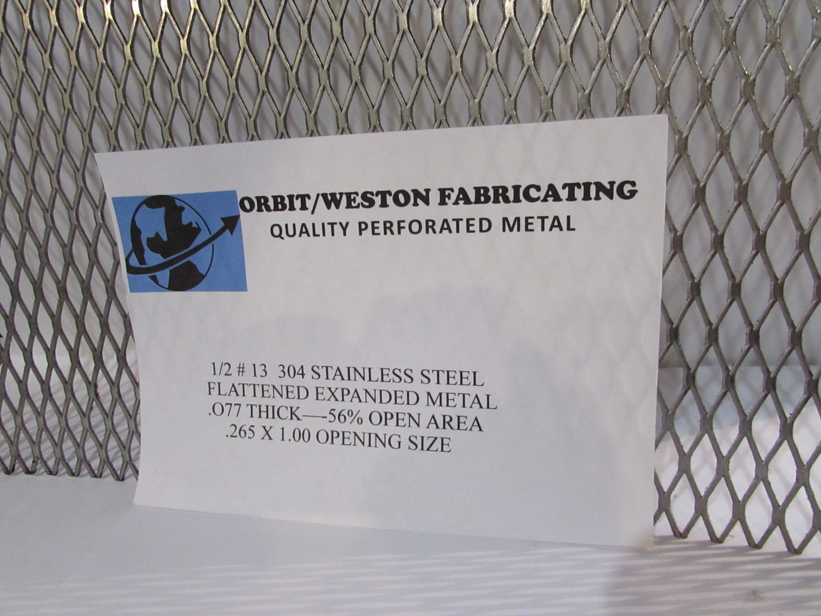 ==1/2 #13 HEAVY DUTY 304 STAINLESS FLATTENED EXPANDED METAL–12″ X 18″=