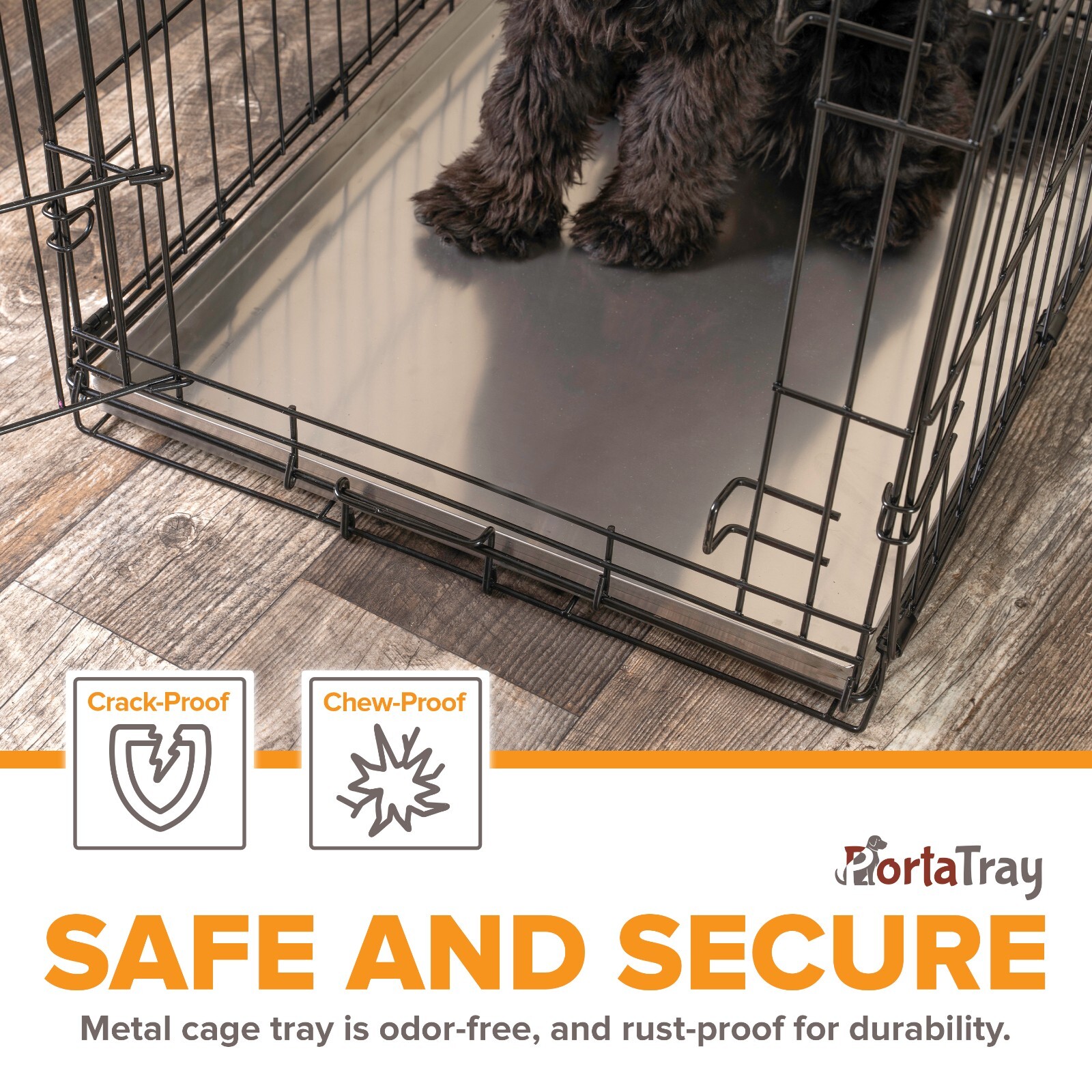 PortaTray Dog Crate Tray Pet Crate Pan Galvanized Dog Crate-41″x27-3/8″x1″