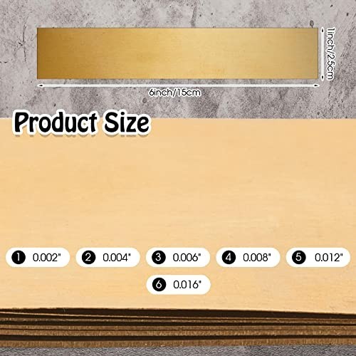 24 Brass Shim Stock Assortment – 6″ Length, Multiple Thicknesses 0.002″-0.016″