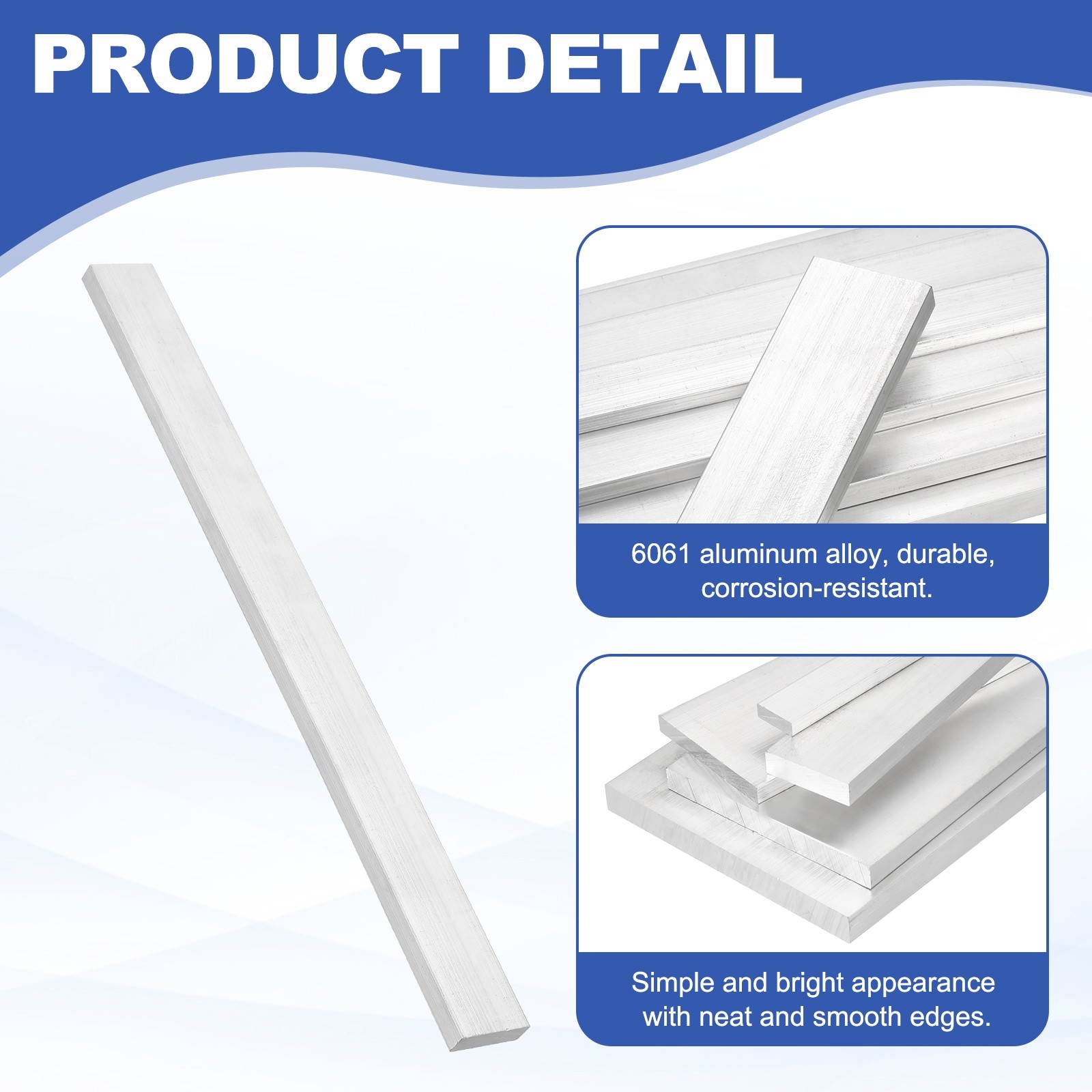 Square Aluminum Flat Bar, 8 x 25 x 305mm T6511 Solid New Mill Stock