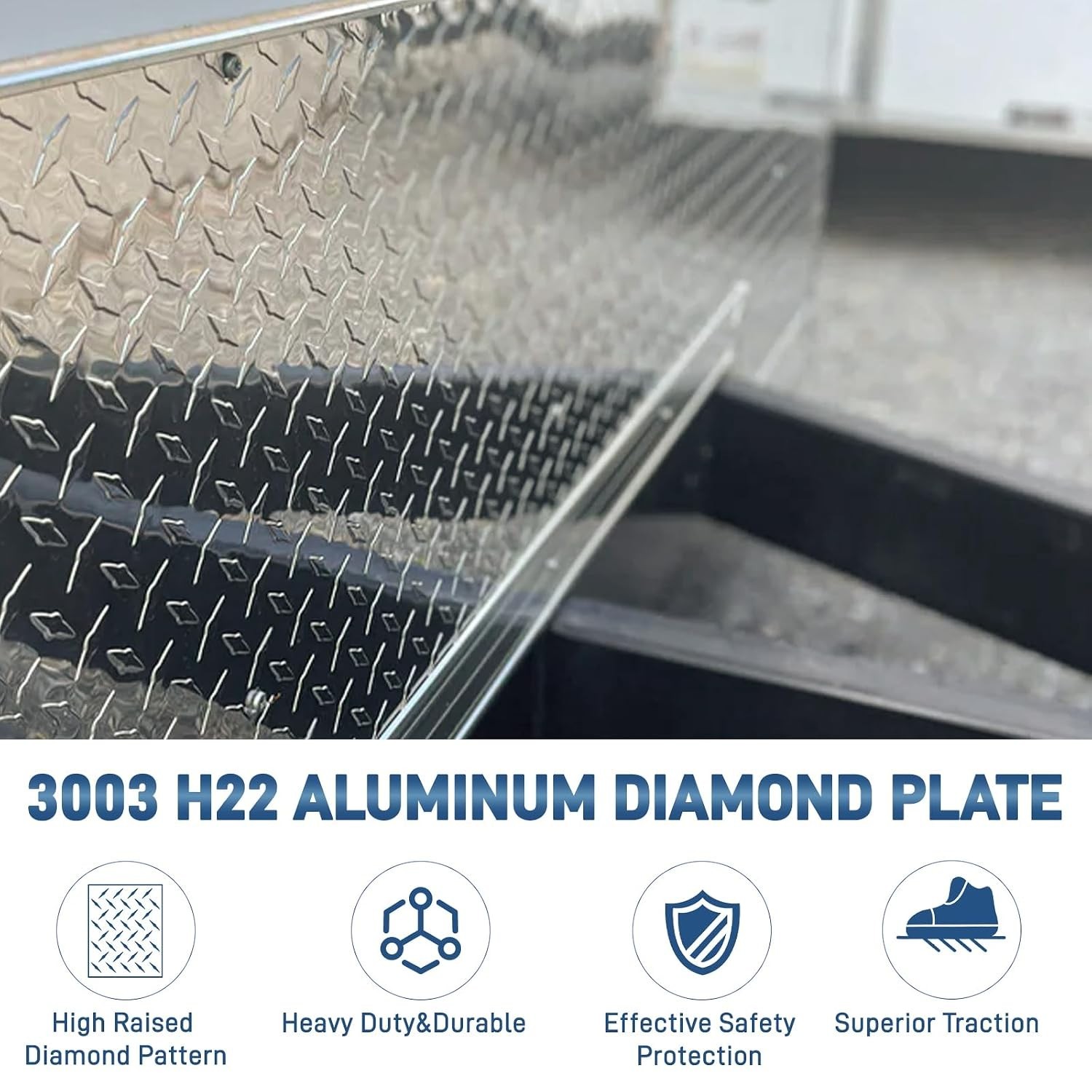 24″ x 96″ Aluminum .045″ Diamond Plate 17 GA Thick Sheet Trailer, RV, Garages