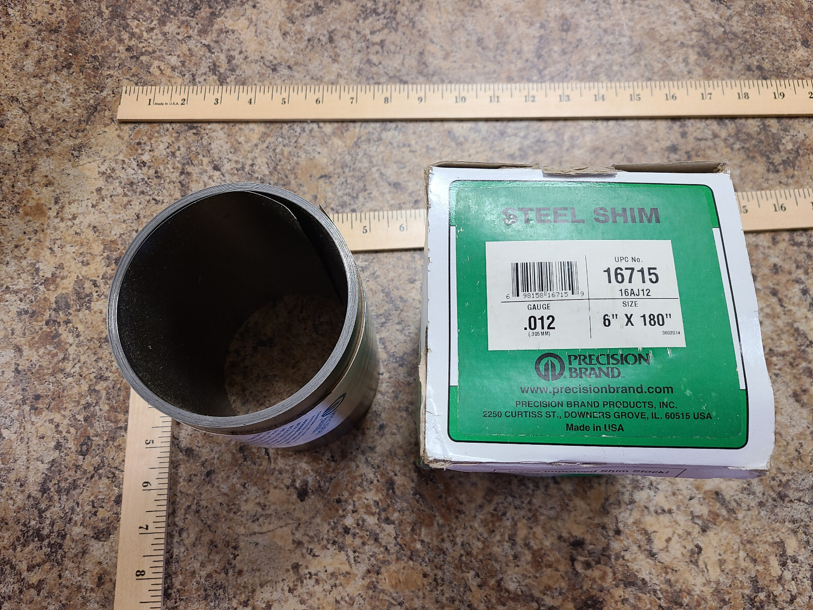 PRECISION BRAND STEEL SHIM ROLL 16715 .012X6″X180″