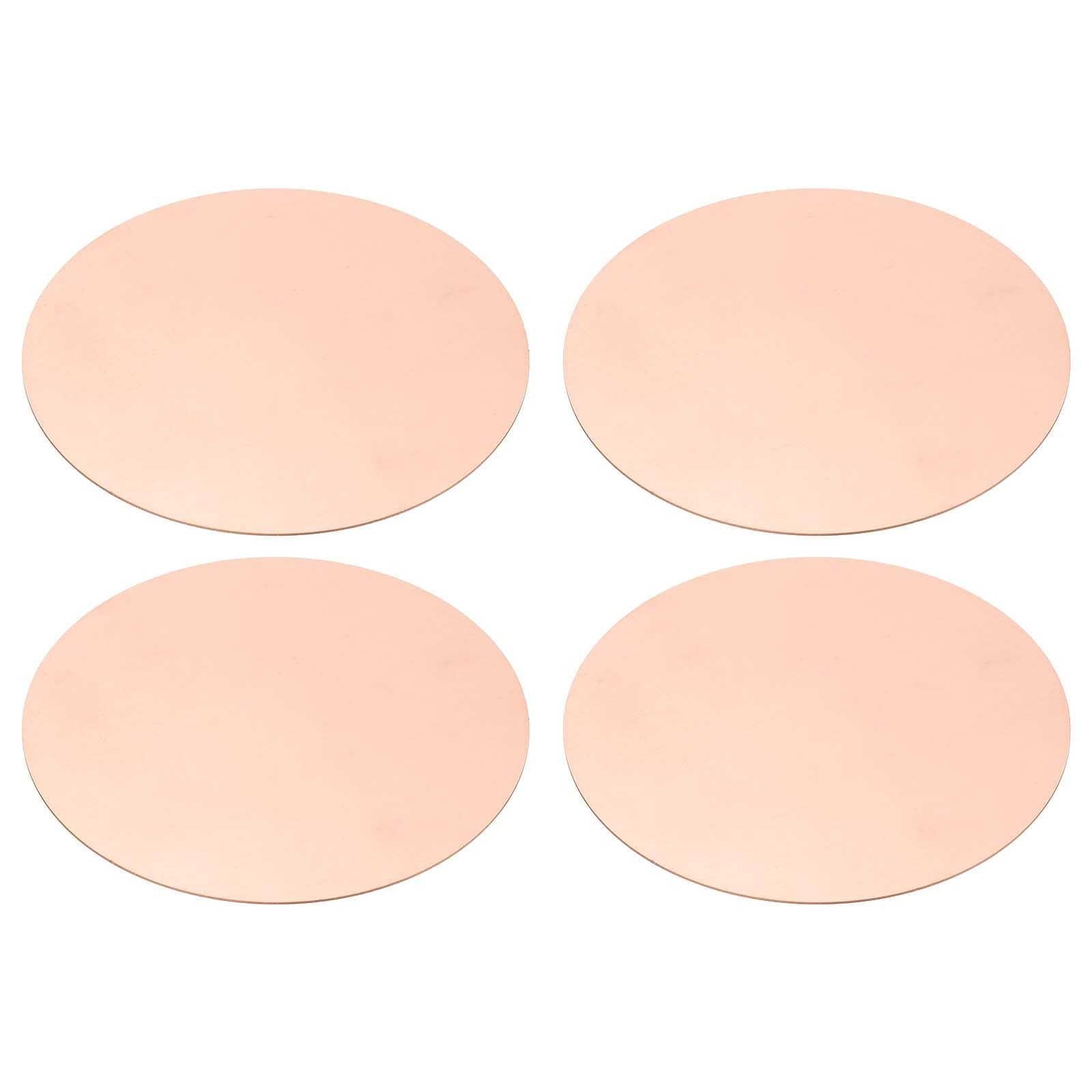 4 Pcs Round Copper Plate, 90mm Round Copper Sheet Metal Disc Blank Circle for…