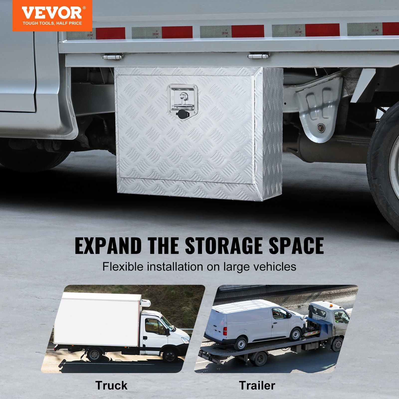 24x14x16in Waterproof Aluminum Diamond Plate Truck Box 333lb & Lock