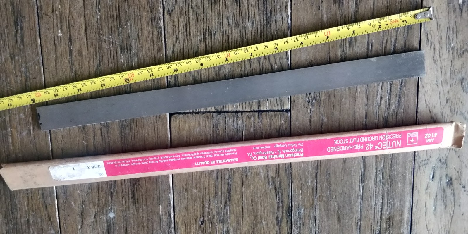 Precision Ground Flat Stock 15″ x 3/16″ x 1″ Precision Marshall NUTEC 42