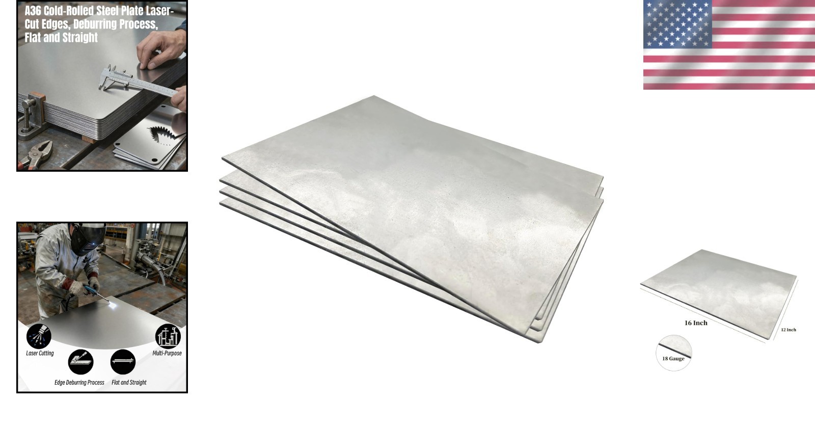 4-Pack A36 Cold Rolled Steel Plates – 12×16 Inches, Ideal for Welding Projects