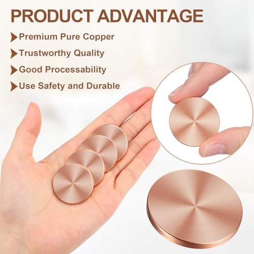 10 Pcs Copper Round Discs 1-1/4″ Dia. x 1/8″ Thick Solid Blank Coin with Velv…