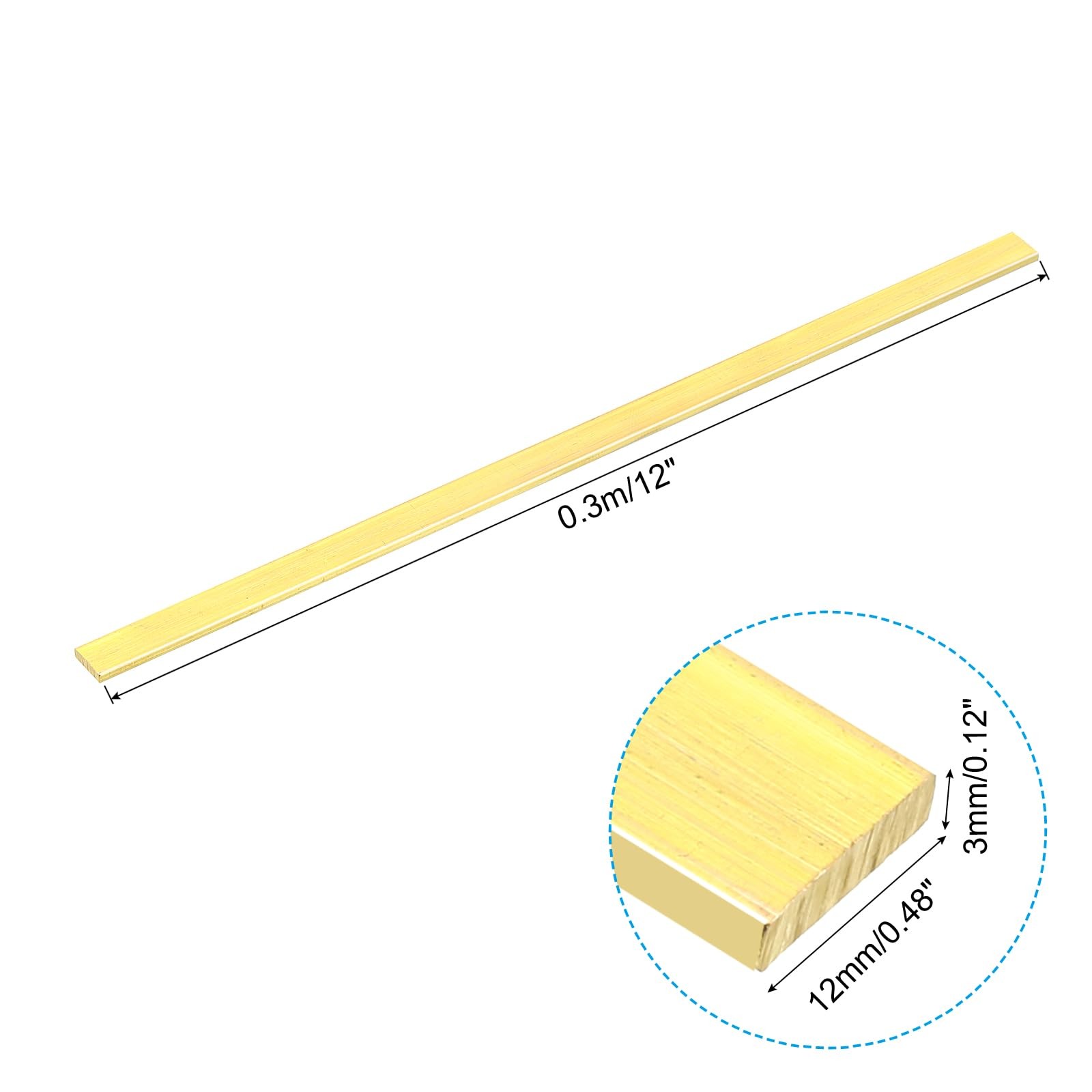 1/8 x 1/2 x 12″ H59 Brass Flat Bar, Solid Flat Mill Stock for Crafting Mainte…