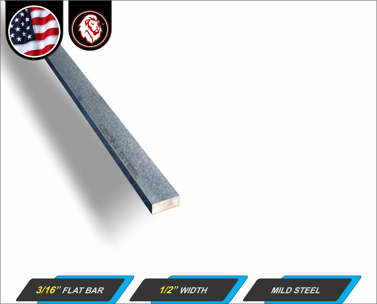 3/16″ x 1/2″ Metal Flat Bar – Mild Steel – Metal Flat Stock – 12″ Long (1-ft)