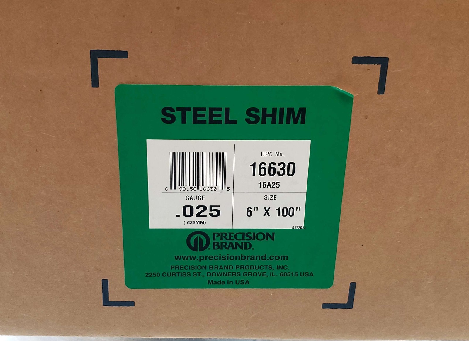 6″ x 100″ Steel Shim .025 Gauge .635MM Cold Rolled Precision Brands 16A25