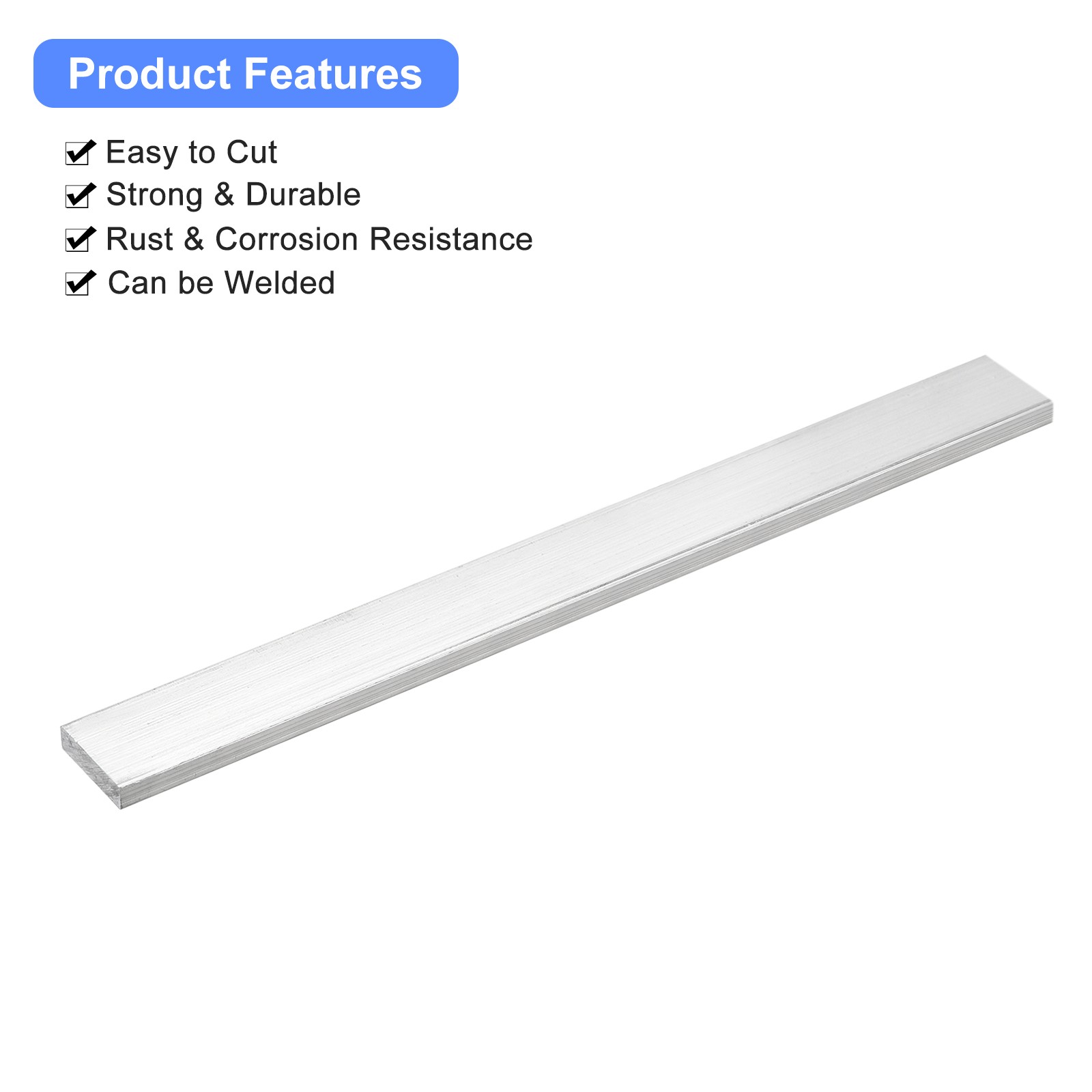 1/4″ Thickness 1″ Width 12″ Length Square Aluminum Flat Bar 2PCS