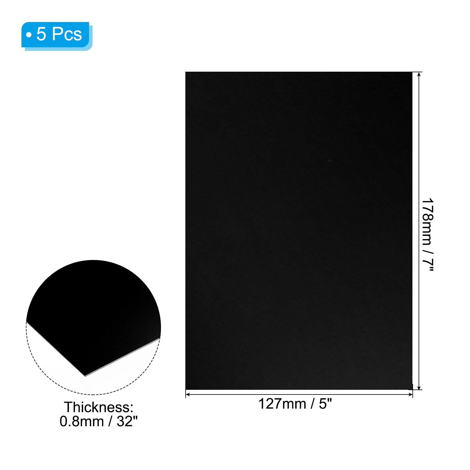 7x5x1/32inch Anodized Aluminum Sheet, 5Pcs Aluminum Plate, Black