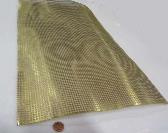 Brass Perforated Extra Thin Sheet, .016″ Thick x 24″ x Per Ft”, .138″ Hole Dia.
