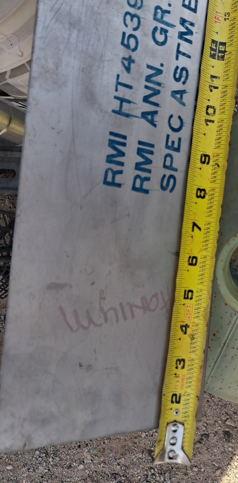 titanium sheet metal, 5.75″ x 67″ x .050, ASTM B 265-90 GR2