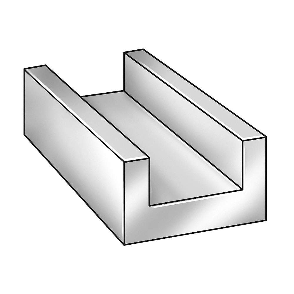 GRAINGER APPROVED A3735 U-Channel,Aluminum,8 ft Overall L 6ALY7