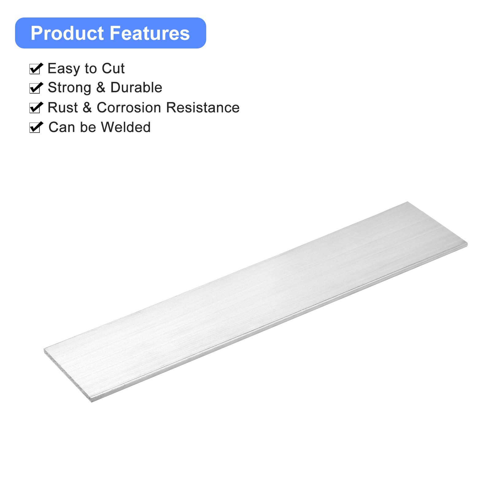 Square Aluminum Bar 1/8″ Thick 2.4″ Width 12″ Length