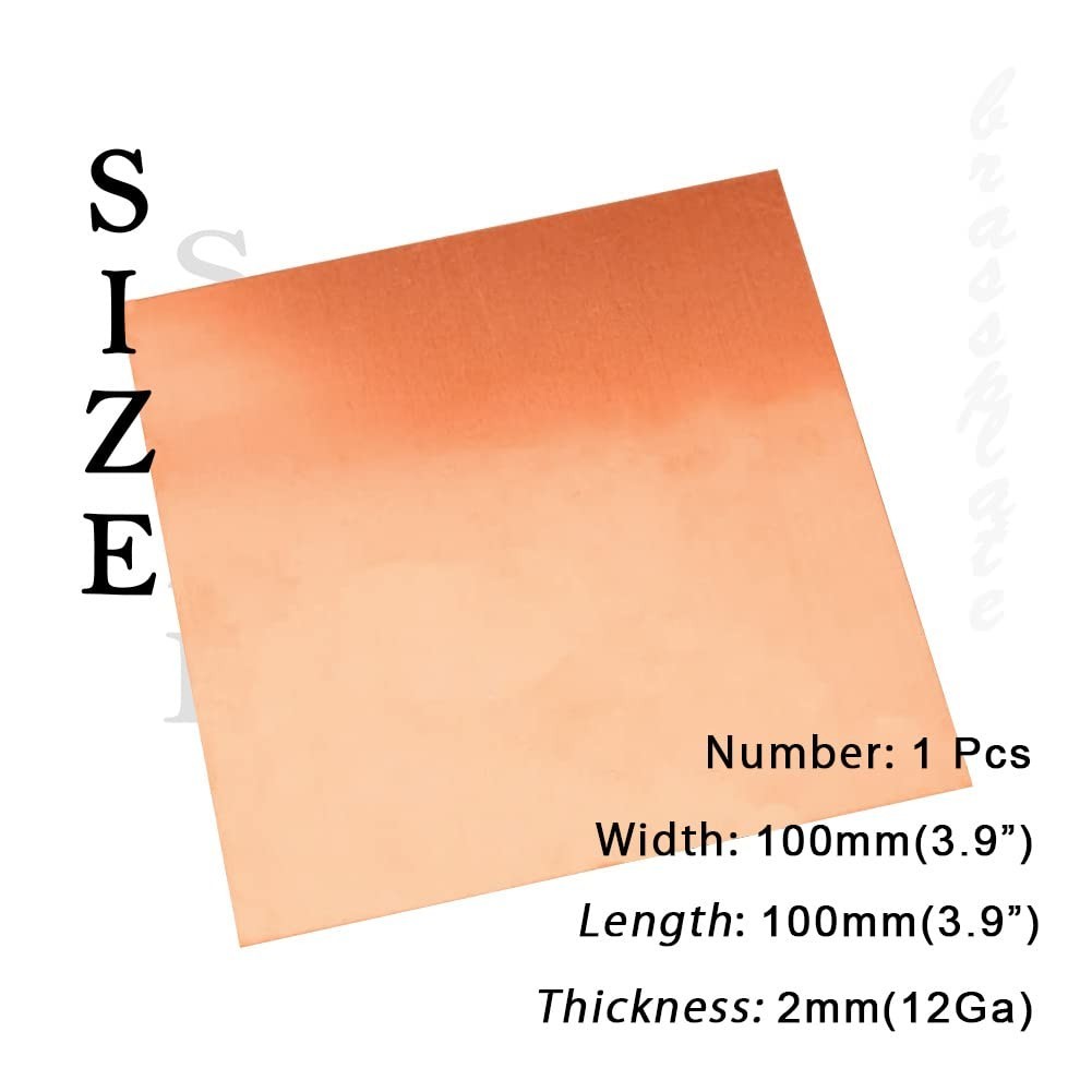 Craft-Ready 12 Gauge Copper Sheets 3.9″x3.9″ – Perfect for Engraving & Stamping