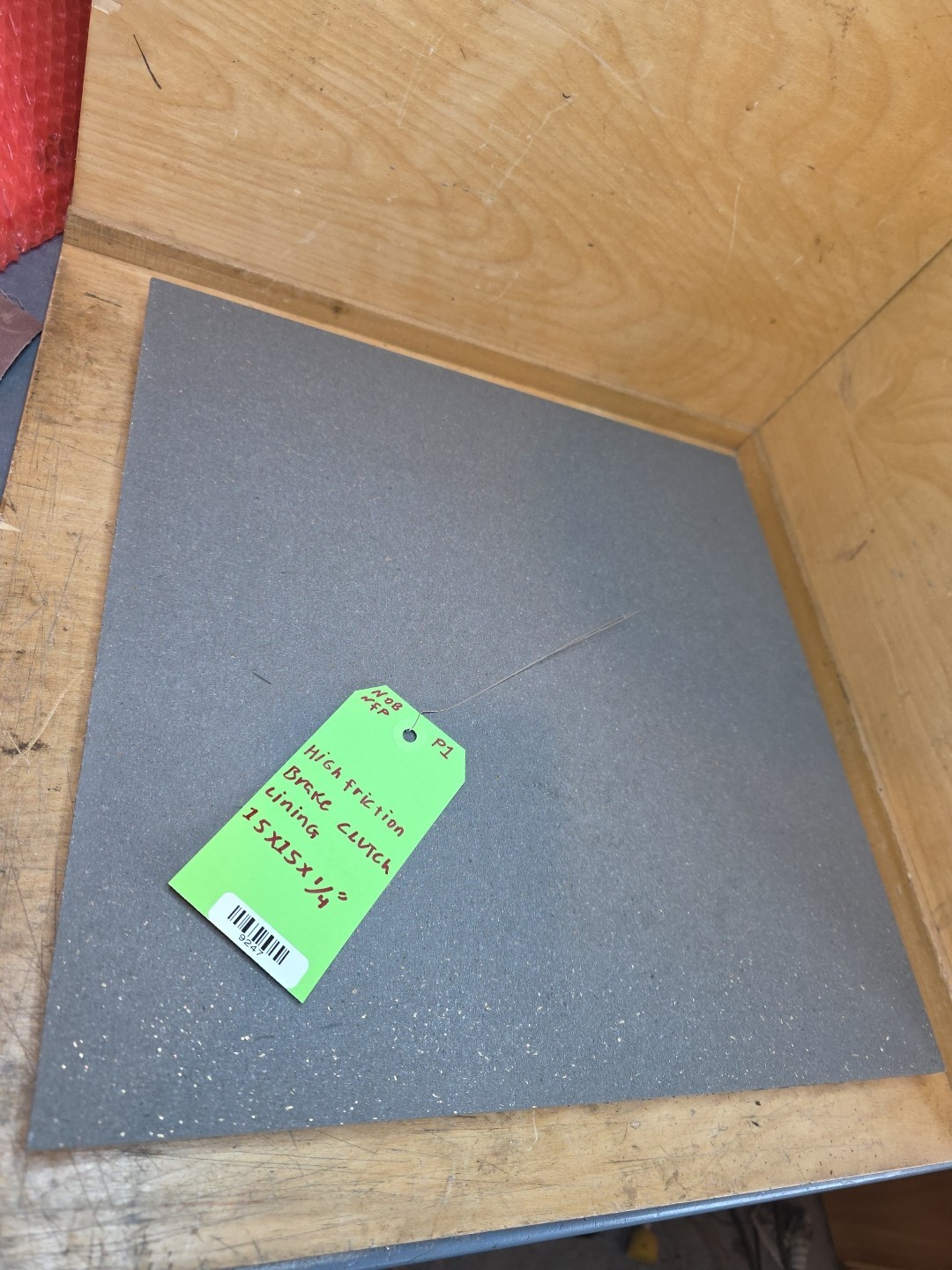 High-Friction Brake and Clutch Friction Lining15″ Long x 15″ Wide x 1/4″ Thick