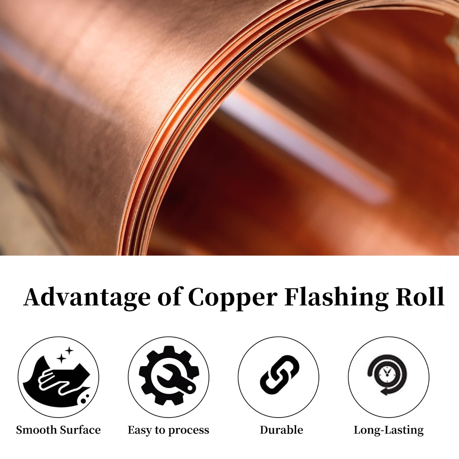 26 Gauge Copper Flashing Roll 10in x 10ft – Pure Copper Sheet for Roofing & Craf