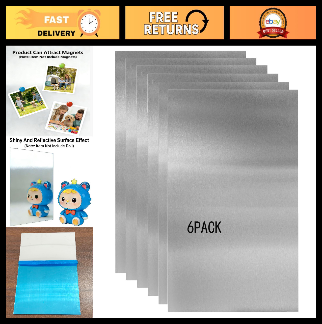 Stainless Steel Magnetic Installation Plate – 430 Metal Sheet for Kitchen & Offi