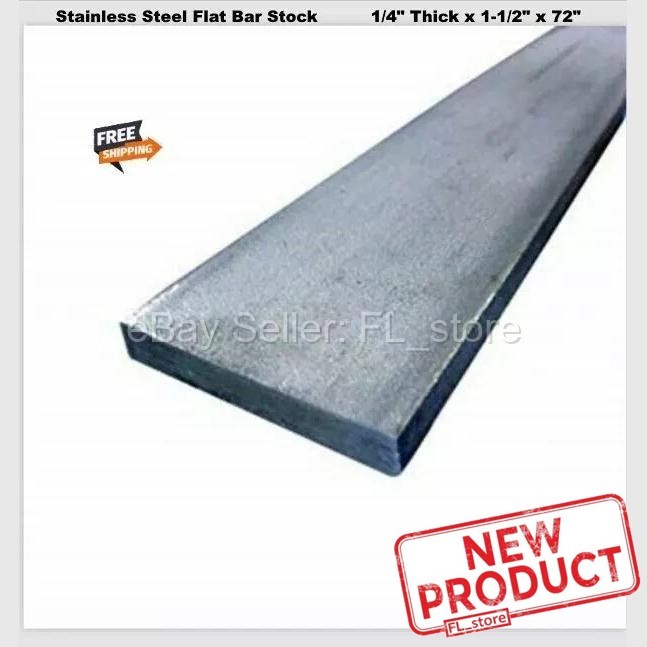 Stainless Steel Bar Stock 1/4″ Thick x 1-1/2″ Wide x 6 Feet Flat 304 Mill Finish