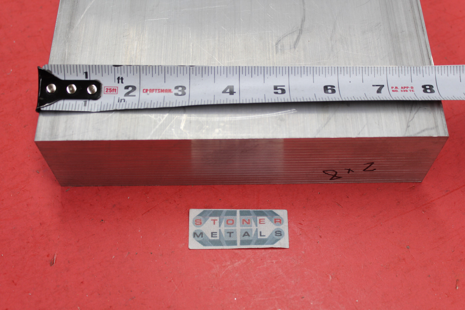 2″ X 8″ ALUMINUM 6061 FLAT BAR 7.9″ long Solid T6511 Extruded Mill Stock New