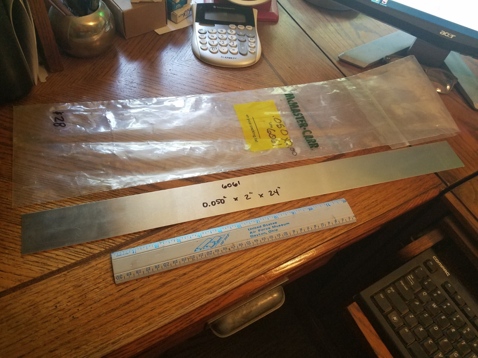 6061 Aluminum Bar, 16 ga ( 0.050″ ) x 2″ x 24″