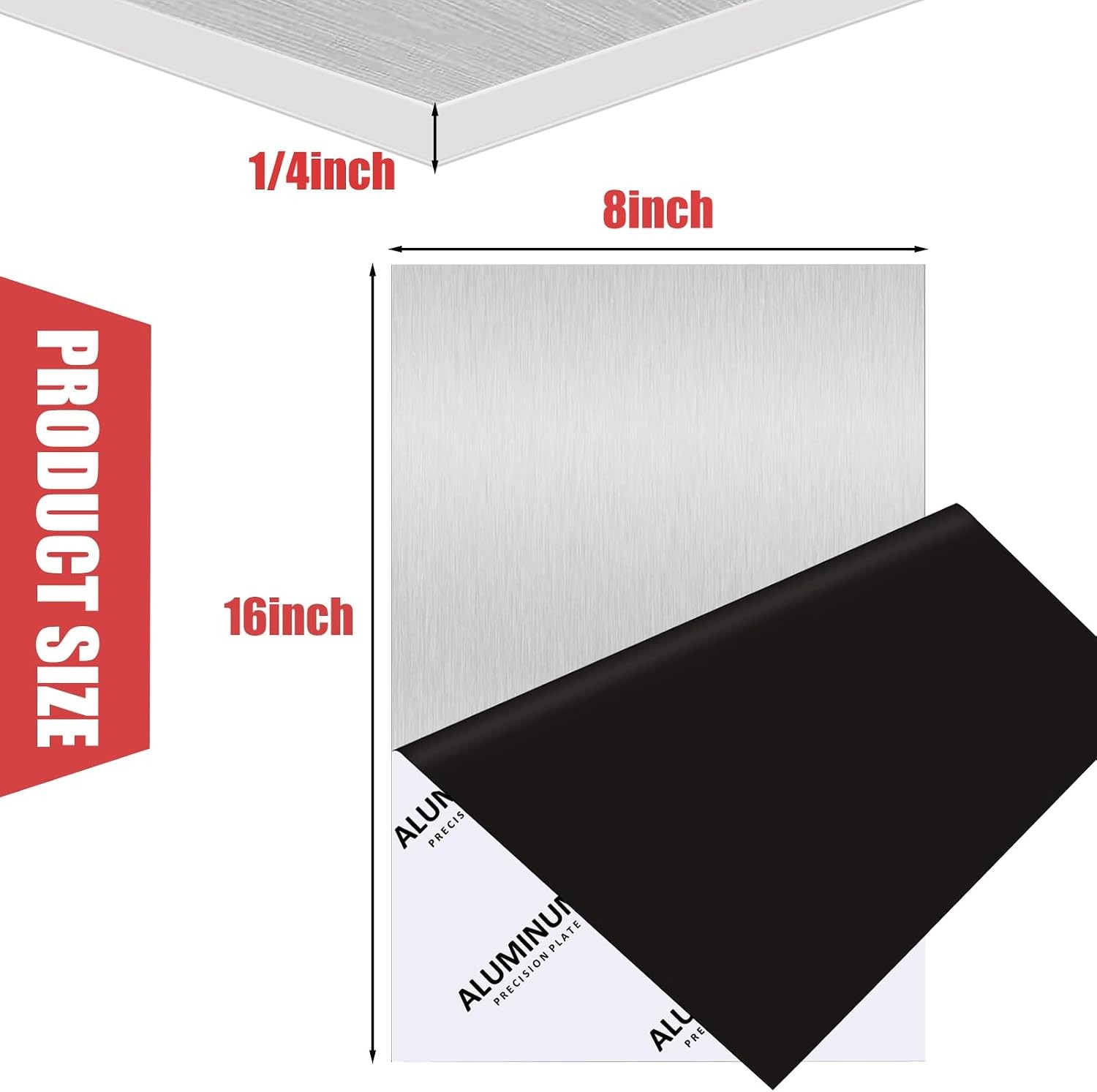 6061 Aluminum Sheet Plate, 8″ x 16″ x 1/4″ Thickness Heavy Duty Aluminum Sheets