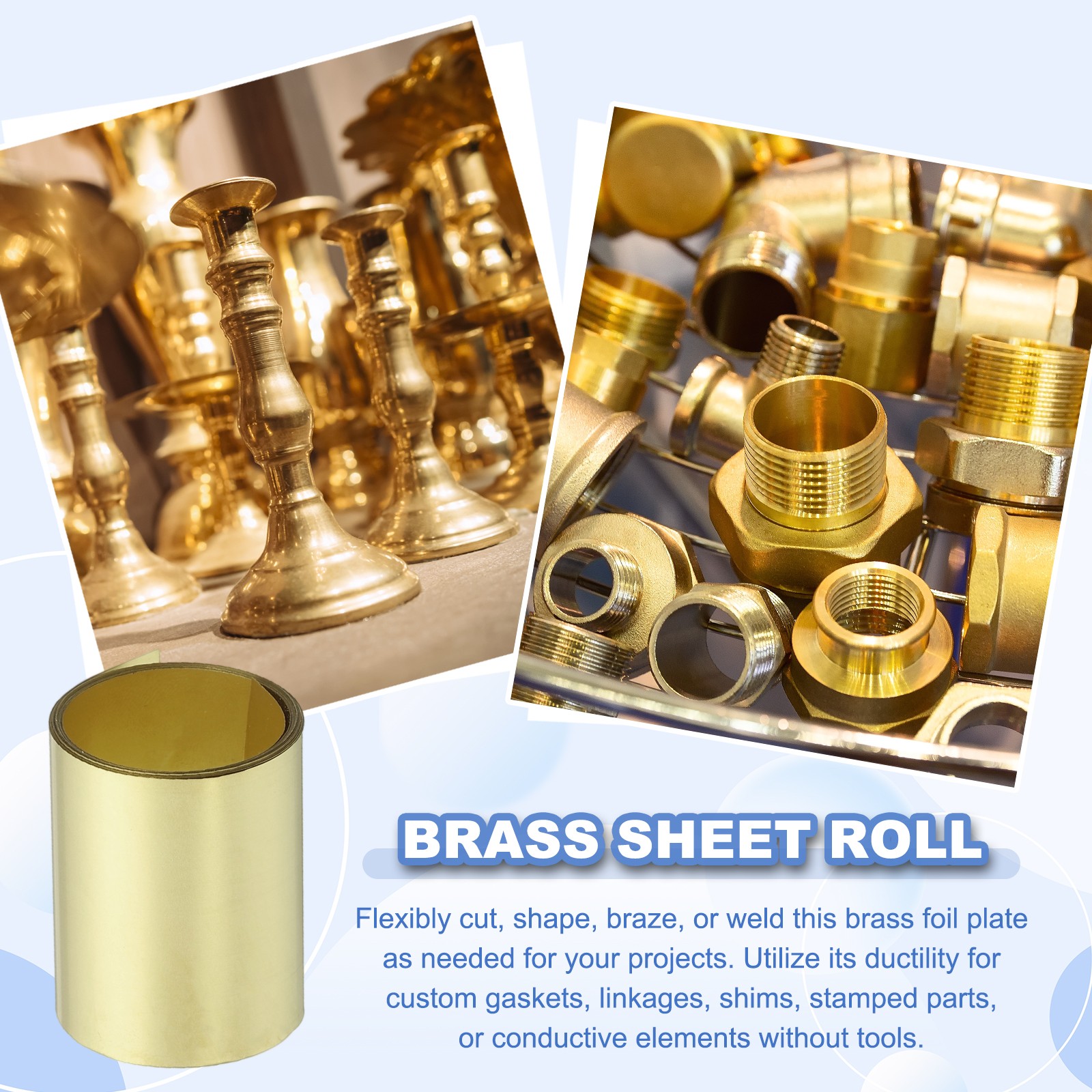 44 Gauge x 2.4″ x 39″ H62 Metal Film Brass Foil Plate, Brassy