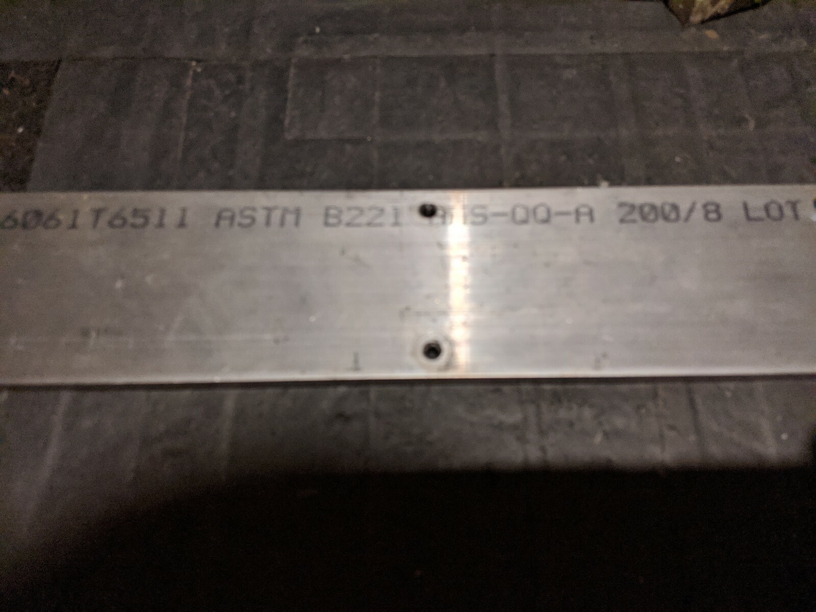 1/4″ X 2-1/2 ” X 15 1/8″ ALUMINUM 6061 FLAT BAR T6511 8 3/16″ tapped holes