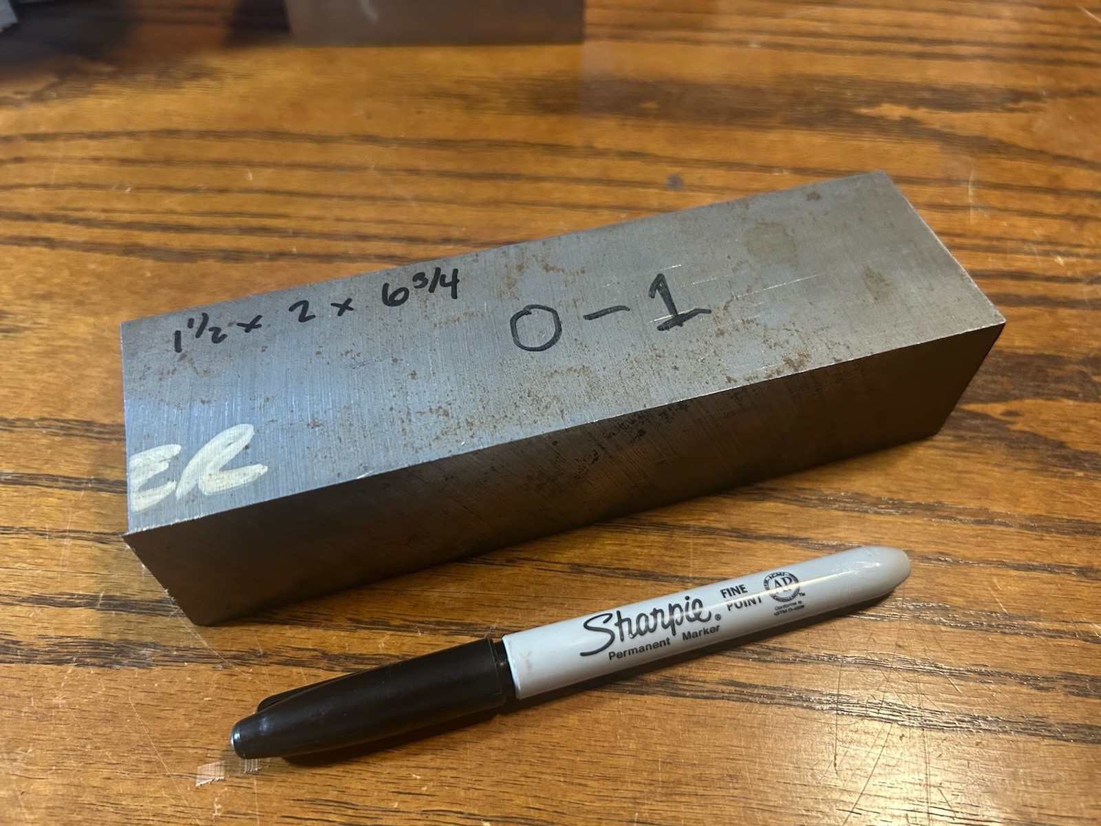 O1 Tool Steel, 1-1/2″ x 2″ x 6-3/4″ Long, flat machine stock