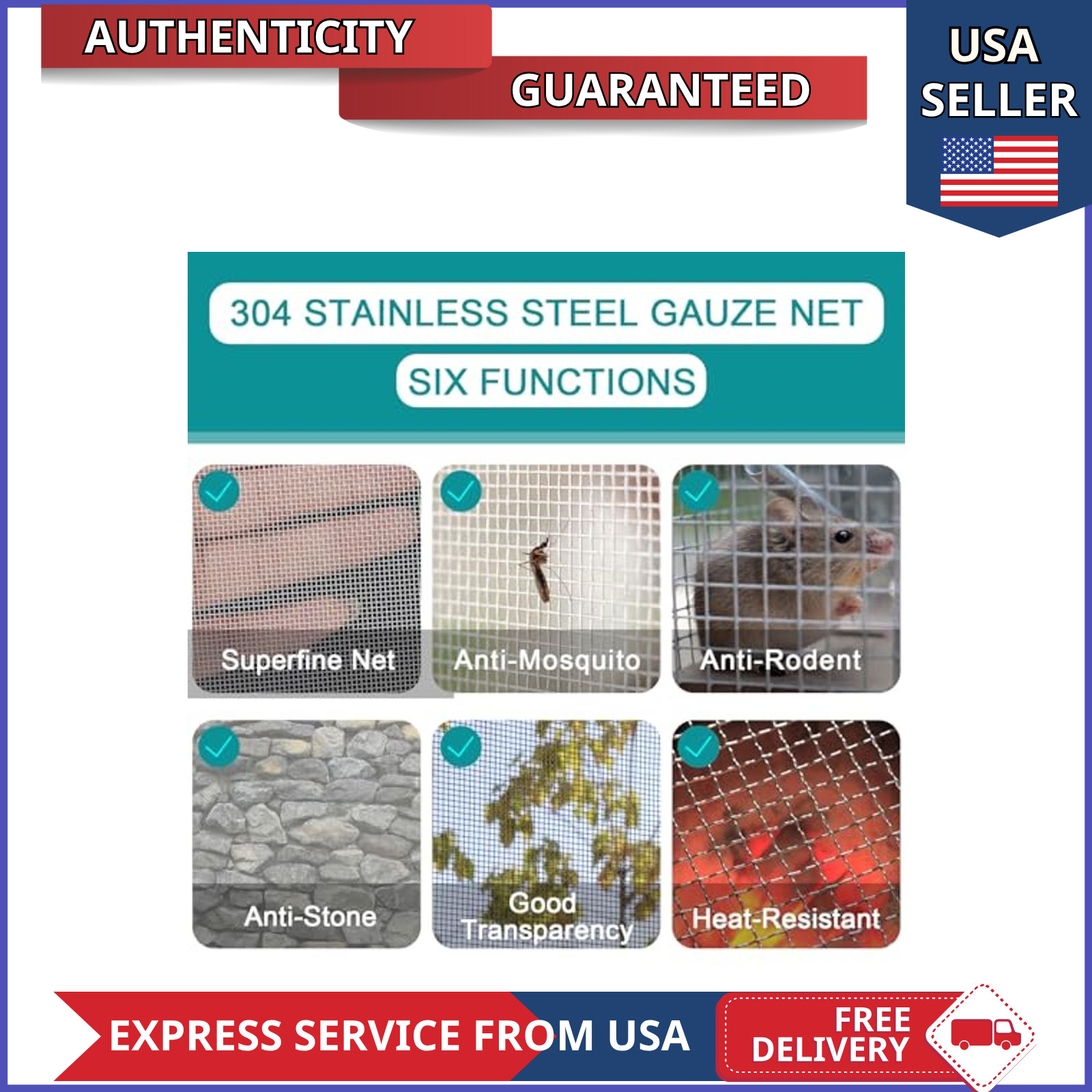 304 Stainless Steel Mesh 20 Mesh 16×80 Cat Proof Rodent Window Screen