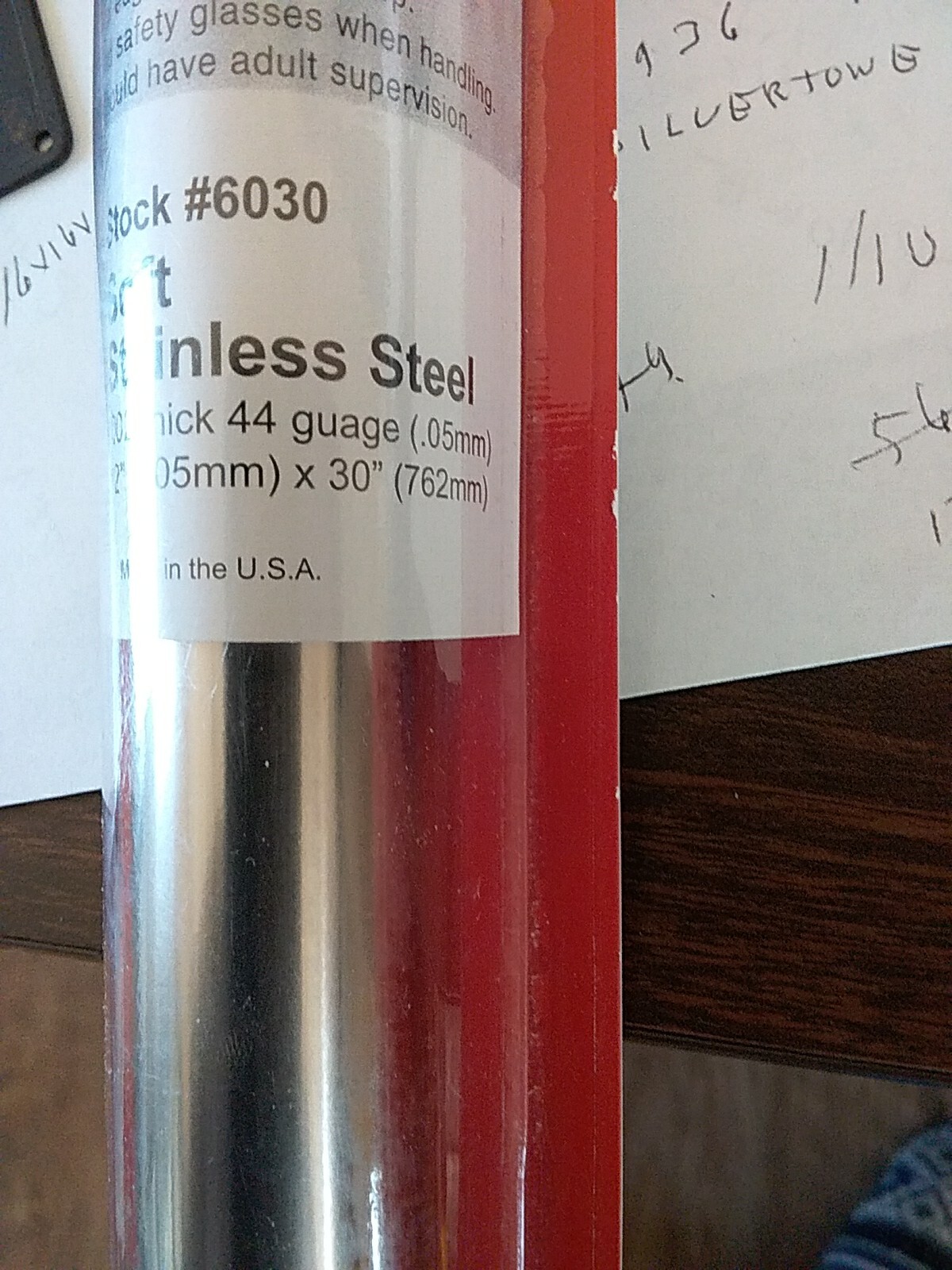 K S Stainless Steel Sheet #6030 .002 thick by 12 by 30 inches New