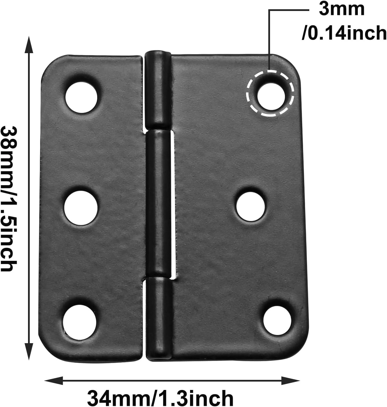 24Pcs 1-1/2 Inch Length Black Metal Butt 1.5 x 1.3inch (24Pcs), Matte