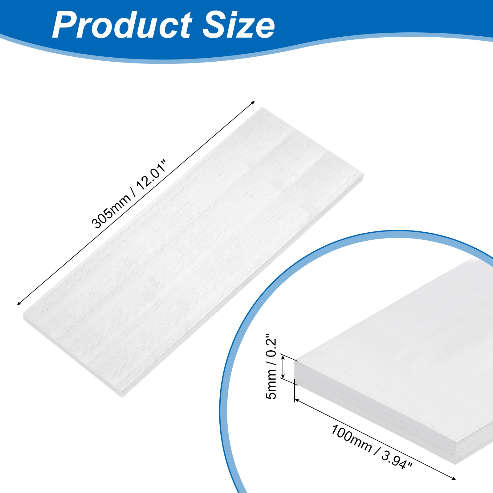 Square 6063 Aluminum Flat Bar 3/16″ Thickness 4″ Width 12″ Length