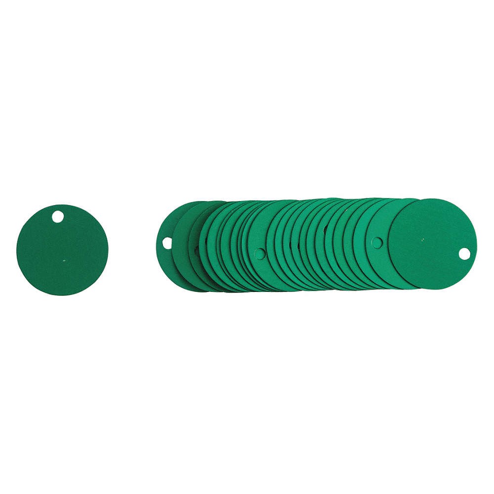 BRADY 49903 Blank Tag,Aluminum,1 1/2in W,Green,PK25 9WUU1