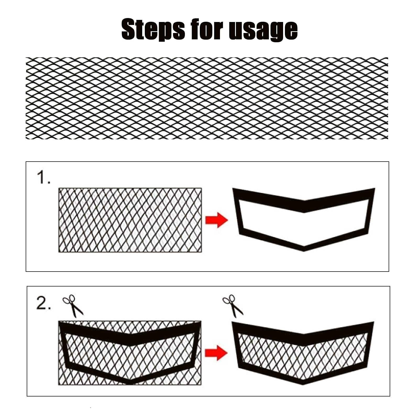 Universal Car Grill Mesh 40″x13″ Black Painted Rhombic-Shape Grids Aluminum A…