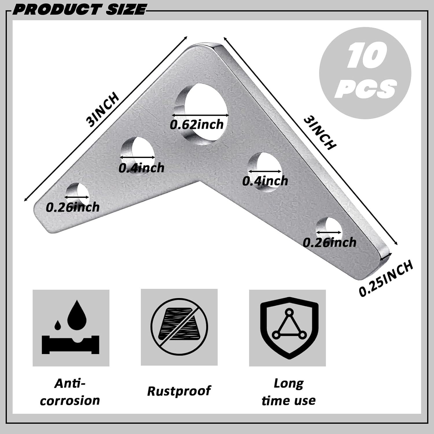 10 Pack 1/4″ Thick Steel Weld on Gussets, 3″x3″ Heavy Duty 90-Degree Triangle…